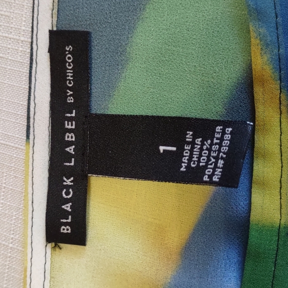 Chico's Black Label Print Chiffon Asymmetrical Top - Picture 7 of 7